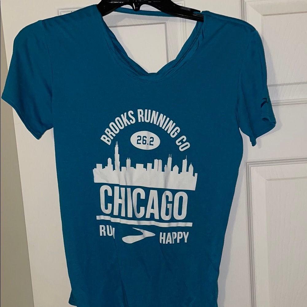 Brooks Teal Fitted Short Sleeve Tee